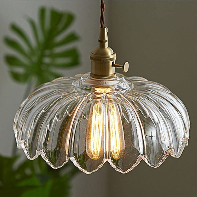 Vintage Glazed Floral Hanging Lamp