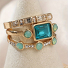 Zaffra™ | Vintage Blue Crystal Ring Set
