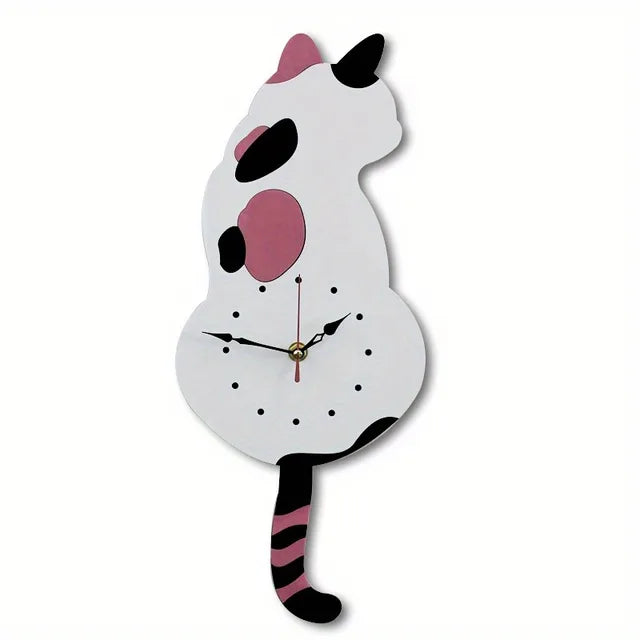 Time-Tail Black Cat Clock