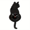 Time-Tail Black Cat Clock