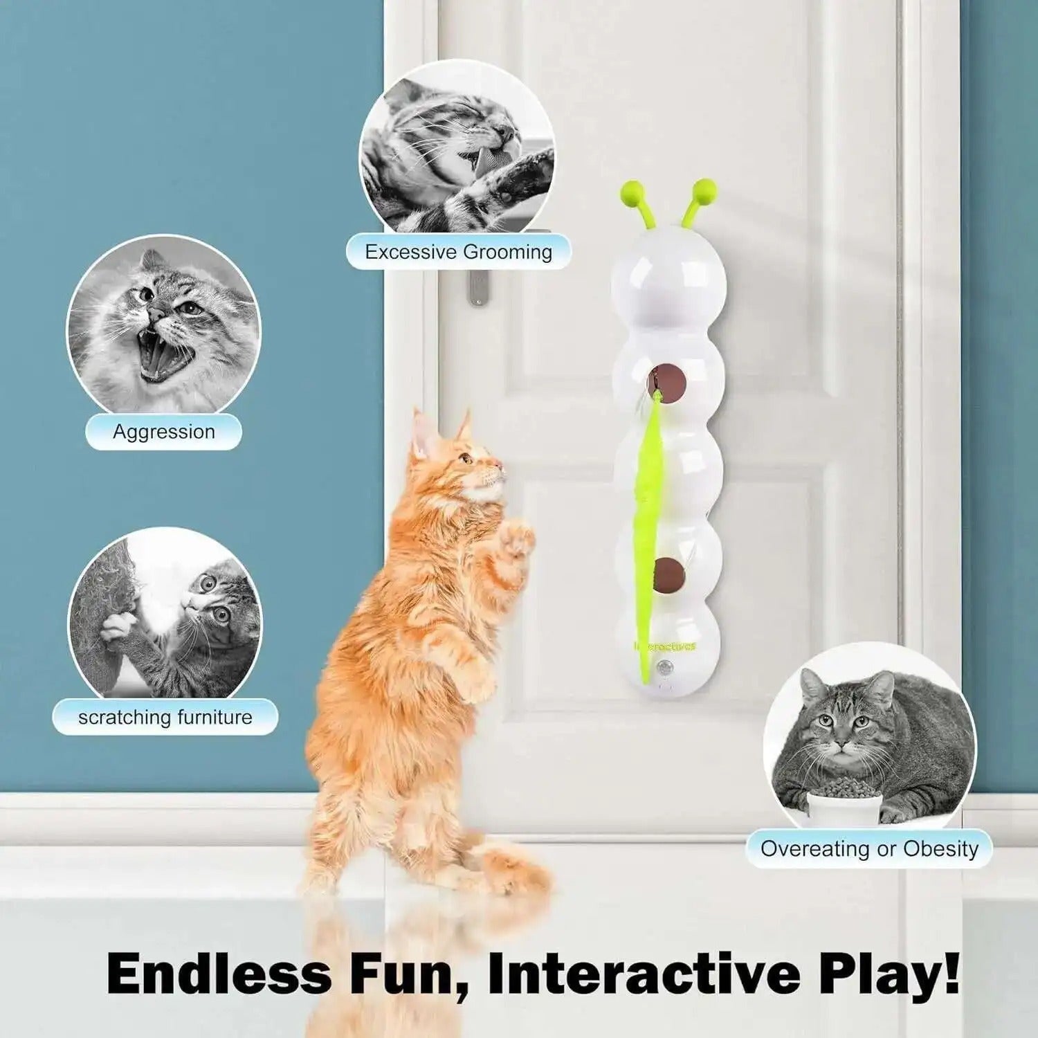 WiggleWorm™ | The Wall-Mounted Cat Toy That Brings Endless Fun