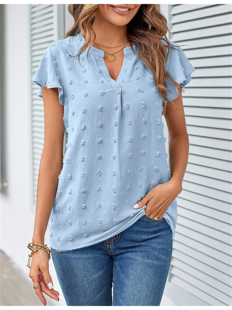 Tessia™ | Elegant Patchwork & Ruffle Blouse