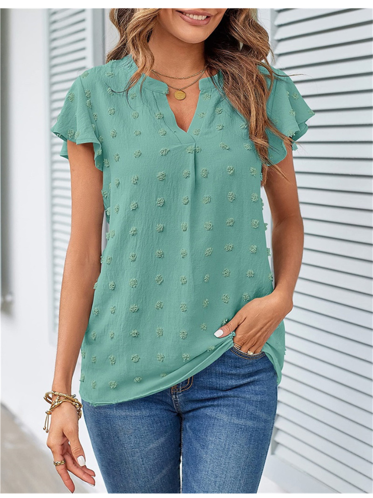 Tessia™ | Elegant Patchwork & Ruffle Blouse