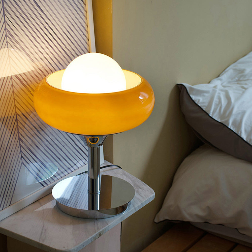 Vintage Bauahus Glass Yellow Table Lamp