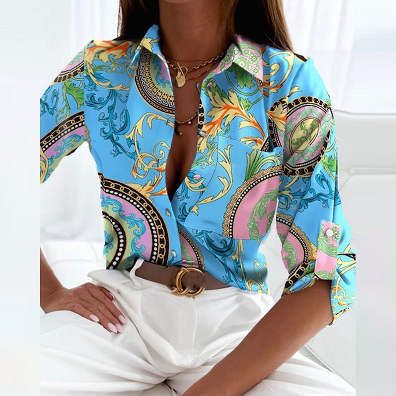 Liora™ | Semi-Long Sleeve Blouse with Classic Collar